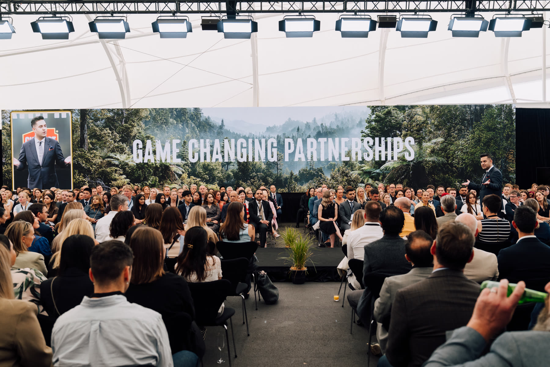 Chemist Warehouse NZ showcase, wide screen content on the main stage